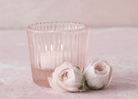 Pink Glass Tealight / Votive Holders - Set of 4