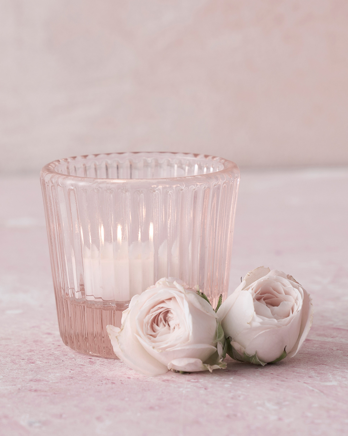 Pink Glass Tealight / Votive Holders - Set of 4