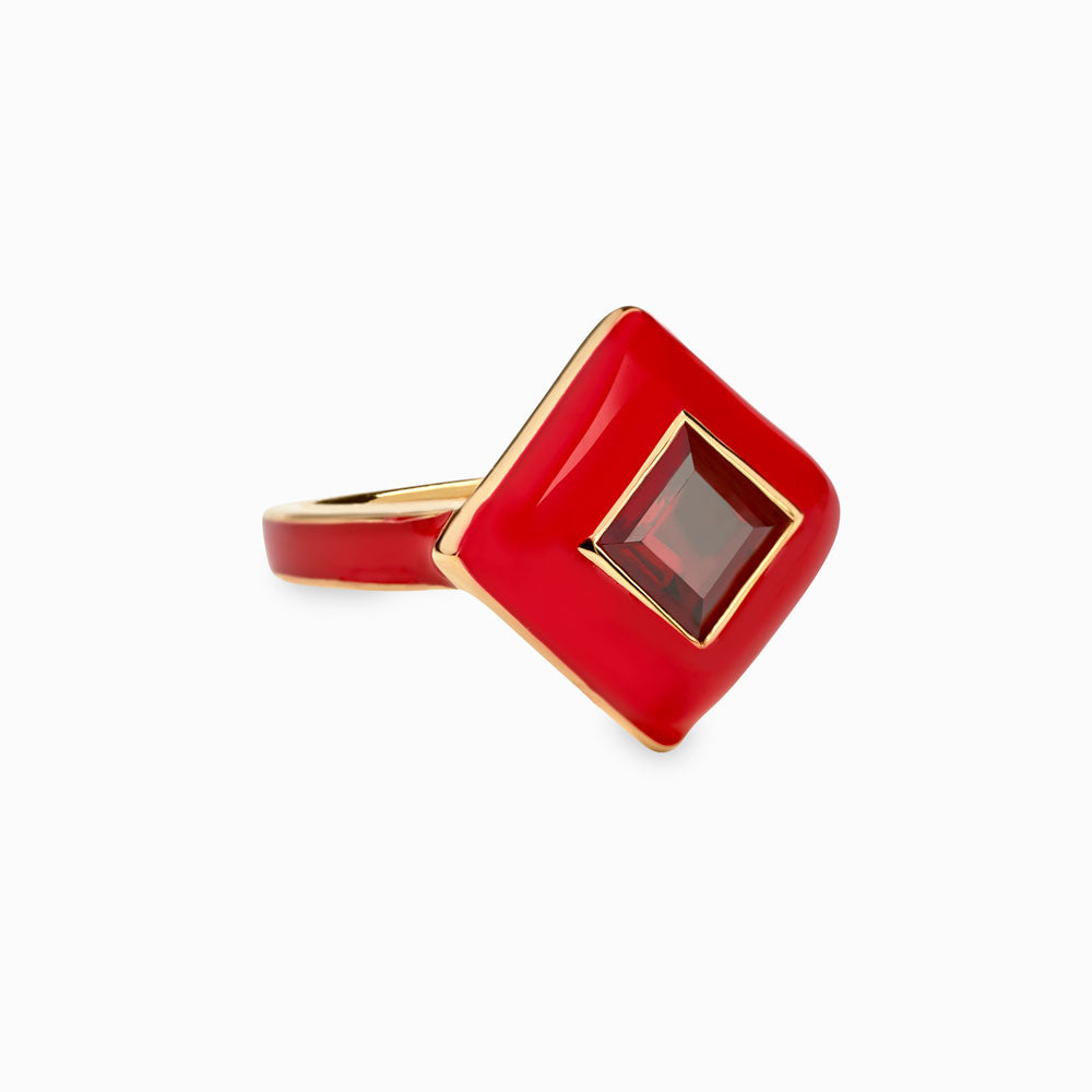 Anillo de aura con rubí rojo