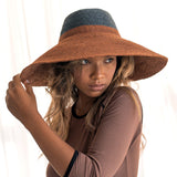 Jute Handwoven Straw Hat in Burnt Sienna & Black - Sumiye Co