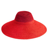 RIRI Duo Jute Handwoven Straw Hat In Red & Maroon - Sumiye Co