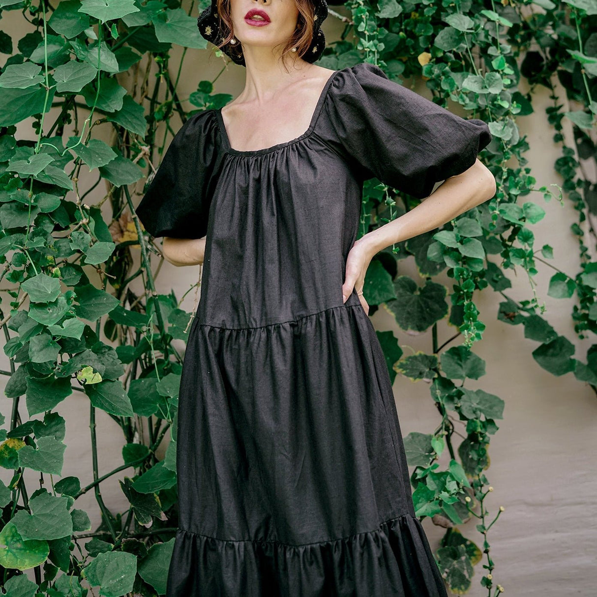 Rosemary Cotton Prairie Dress Black