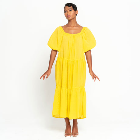 Dress Sunflower Yellow Dotted Cotton - Sumiye Co