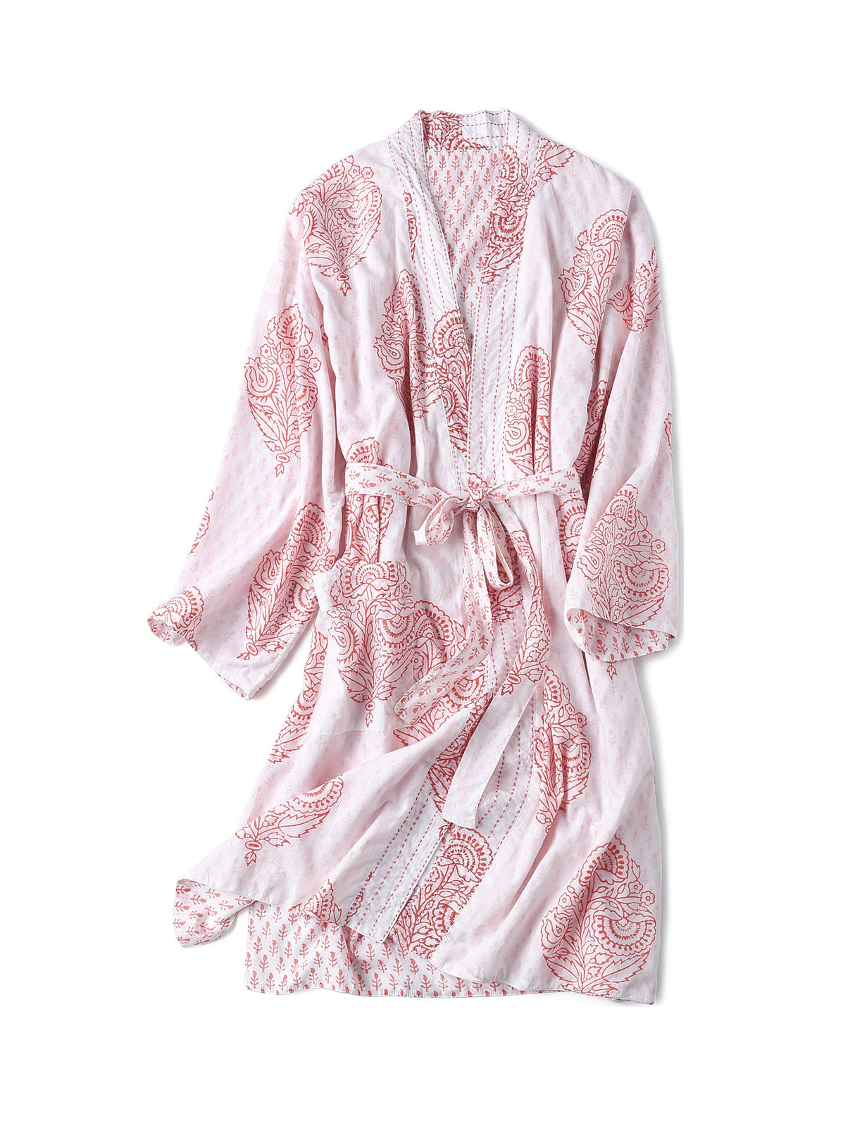 Block-Printed Robe - Pink City-4