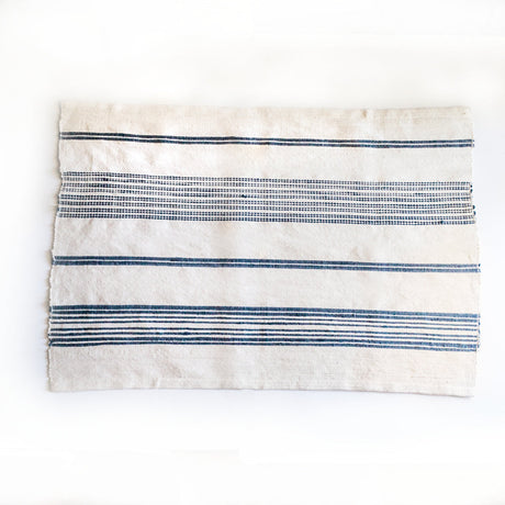 Aden Bath Mat 24" x 36" - Natural / Navy Hand-Spun Cotton - Sumiye Co