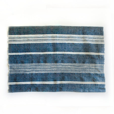 Aden Bath Mat 24" x 36" - Navy / Natural Hand-Spun Cotton - Sumiye Co