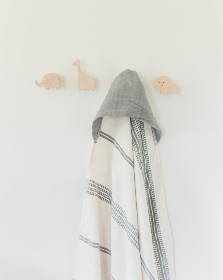 Baby Hooded Towel 31.5" x 31.5" |  Stone Hand-Spun Cotton - Sumiye Co