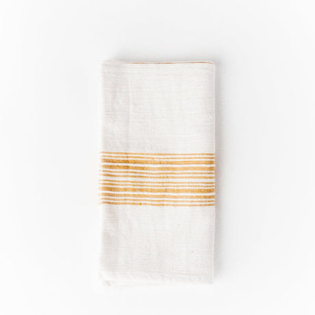 Aden Cloth Napkins - Natural / Gold  Hand-Spun Cotton- Set of 4 - Sumiye Co