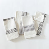 Aden Cloth Napkins - Natural / Grey Hand-Spun Cotton - Set of 4 - Sumiye Co