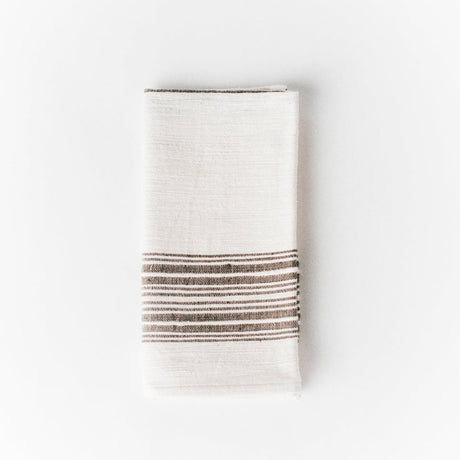 Aden Cloth Napkins - Natural / Grey Hand-Spun Cotton - Set of 4 - Sumiye Co