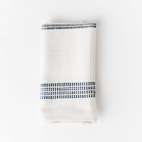 Aden Cloth Napkins - Natural / Navy Hand-Spun Cotton - Set of 4 - Sumiye Co