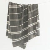 Aden Throw Blanket 38" x 72" |  Grey / Natural Hand-Spun Cotton - Sumiye Co