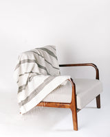 Aden Throw Blanket 38" x 72" | Natural / Grey Natural Hand-Spun Cotton - Sumiye Co