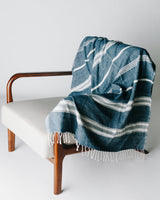 Aden Throw Blanket 38" x 72" | Navy / Natural Hand-Spun Cotton - Sumiye Co