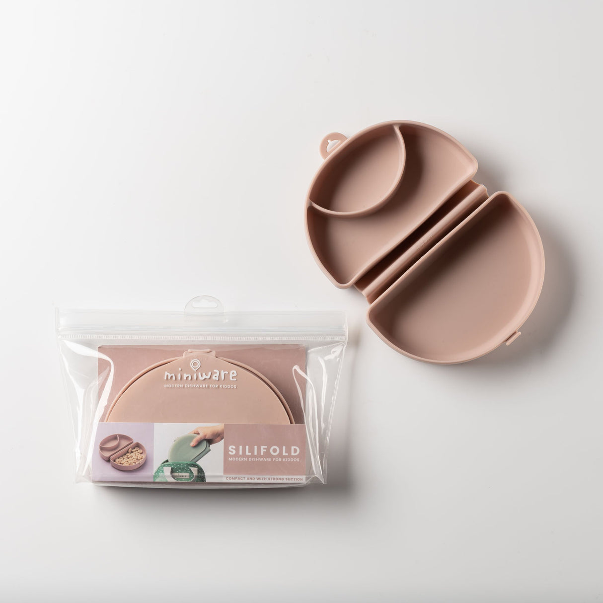 Silifold: Compact Children's Portable Plate - Pink Salt