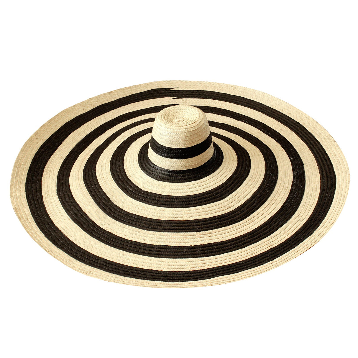 Oversized Striped Straw Hat in Black & Natural - Sumiye Co