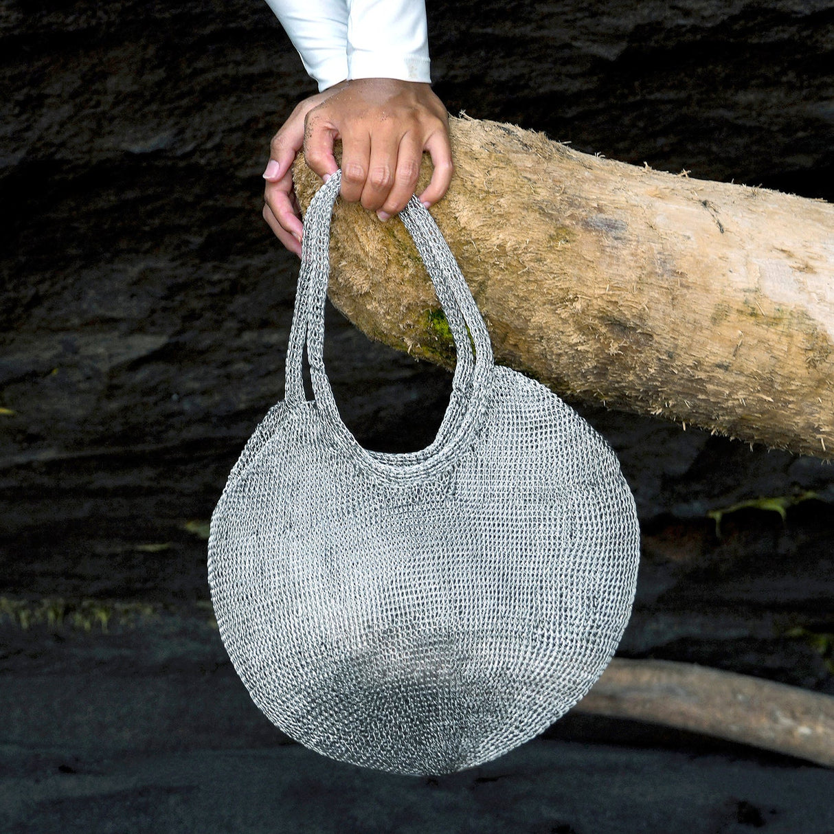 Mesh Wire Tote Bag in Silver - Sumiye Co