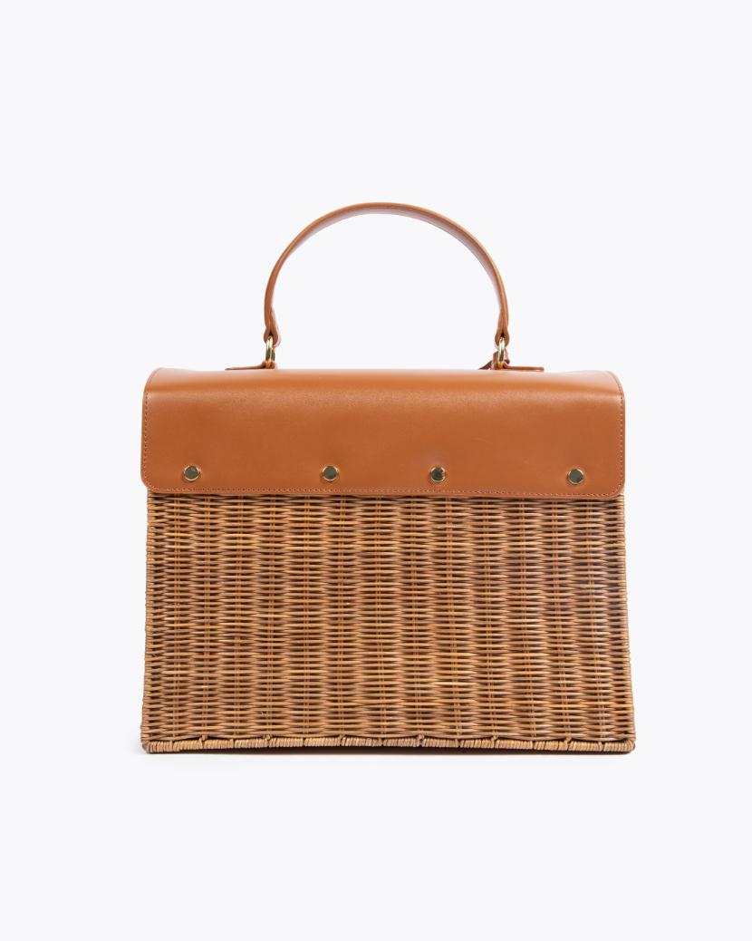 The Large Luncher - Brown Wicker | Designer Lunch Bags & Totes