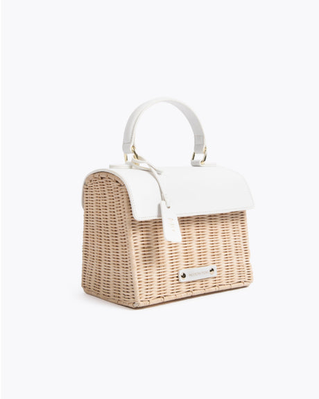 The Wicker Mini - White Wicker | Designer Lunch Bags & Totes