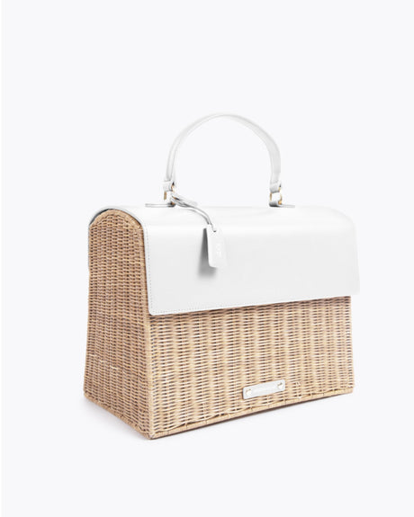 The Large Luncher - White Wicker | Designer Lunch Bags & Totes