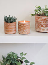 Hand Etched Terracotta Garden Pot Candle-3