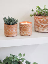 Hand Etched Terracotta Garden Pot Candle-1