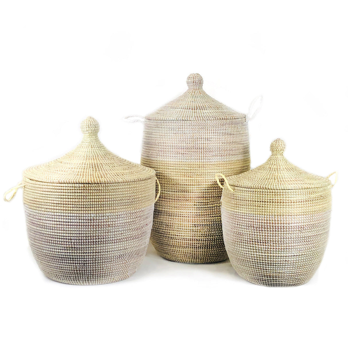 Medium Two-Tone Basket - Natural + White - Sumiye Co