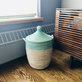 Medium Two-Tone Basket - Turquoise + White