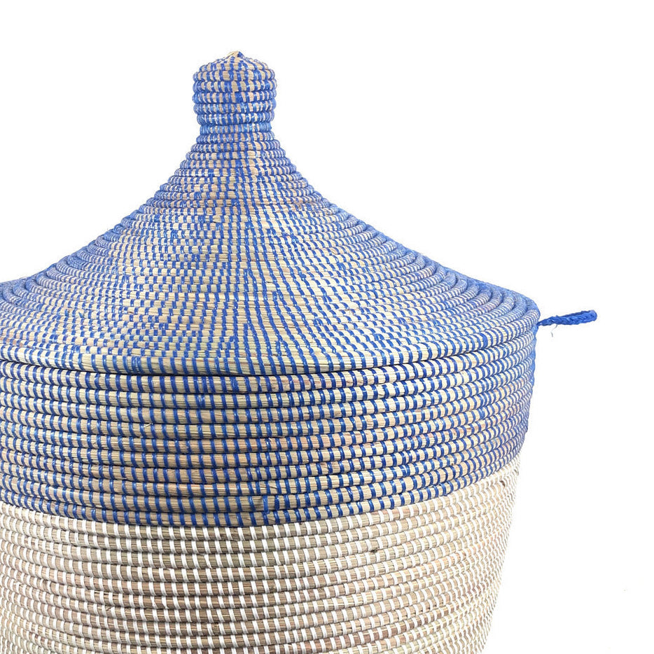 Low Storage Two-Tone Basket 23" x 19"- Navy + White