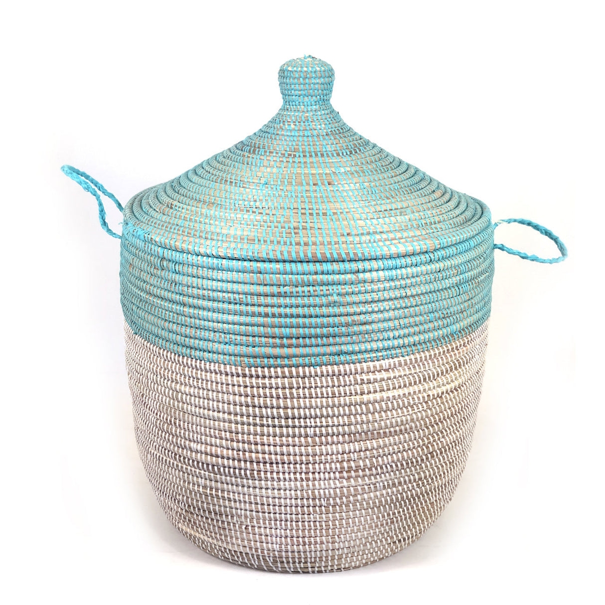 Low Storage Two-Tone Basket 23" x 19"- Turquoise + White