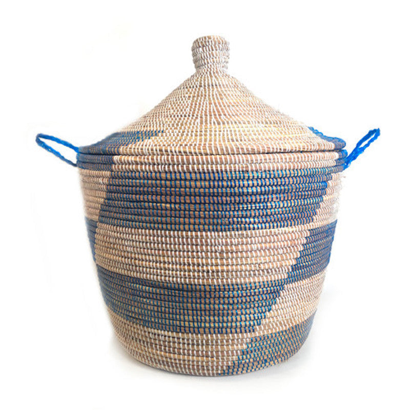 Low Storage Basket 24" x 14" - Blue Stripe