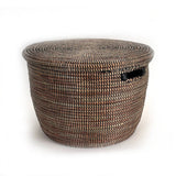 Flat Lid Floor Basket Black - 14" x 18" | Handwoven Storage Basket - Sumiye Co