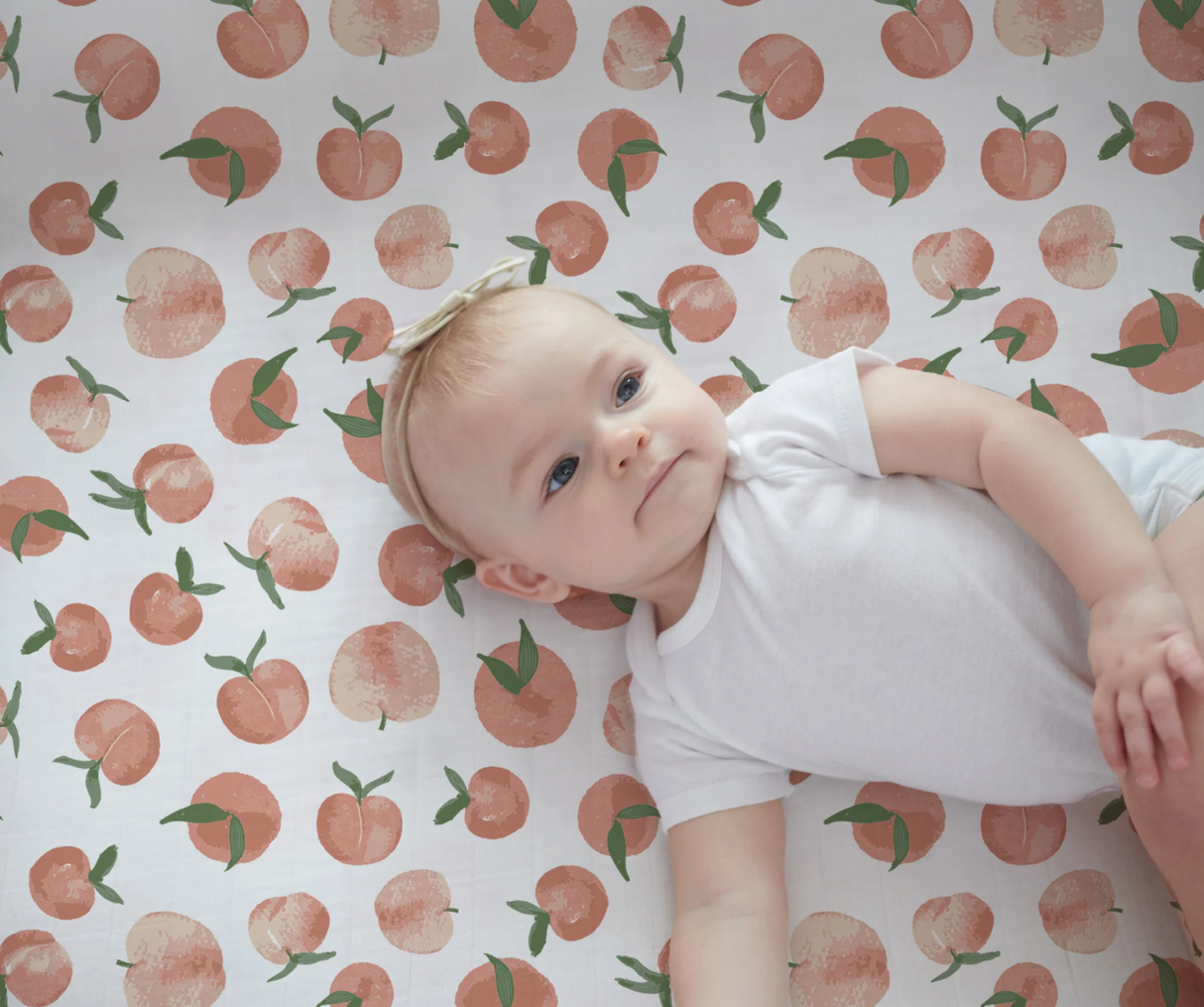 Crib Sheet | Bamboo Muslin - Carnelian Peaches - Sumiye Co