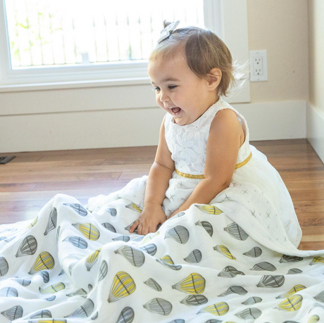 Blanket | Bamboo Muslin - Hot Air Balloon & Northern Star - Sumiye Co