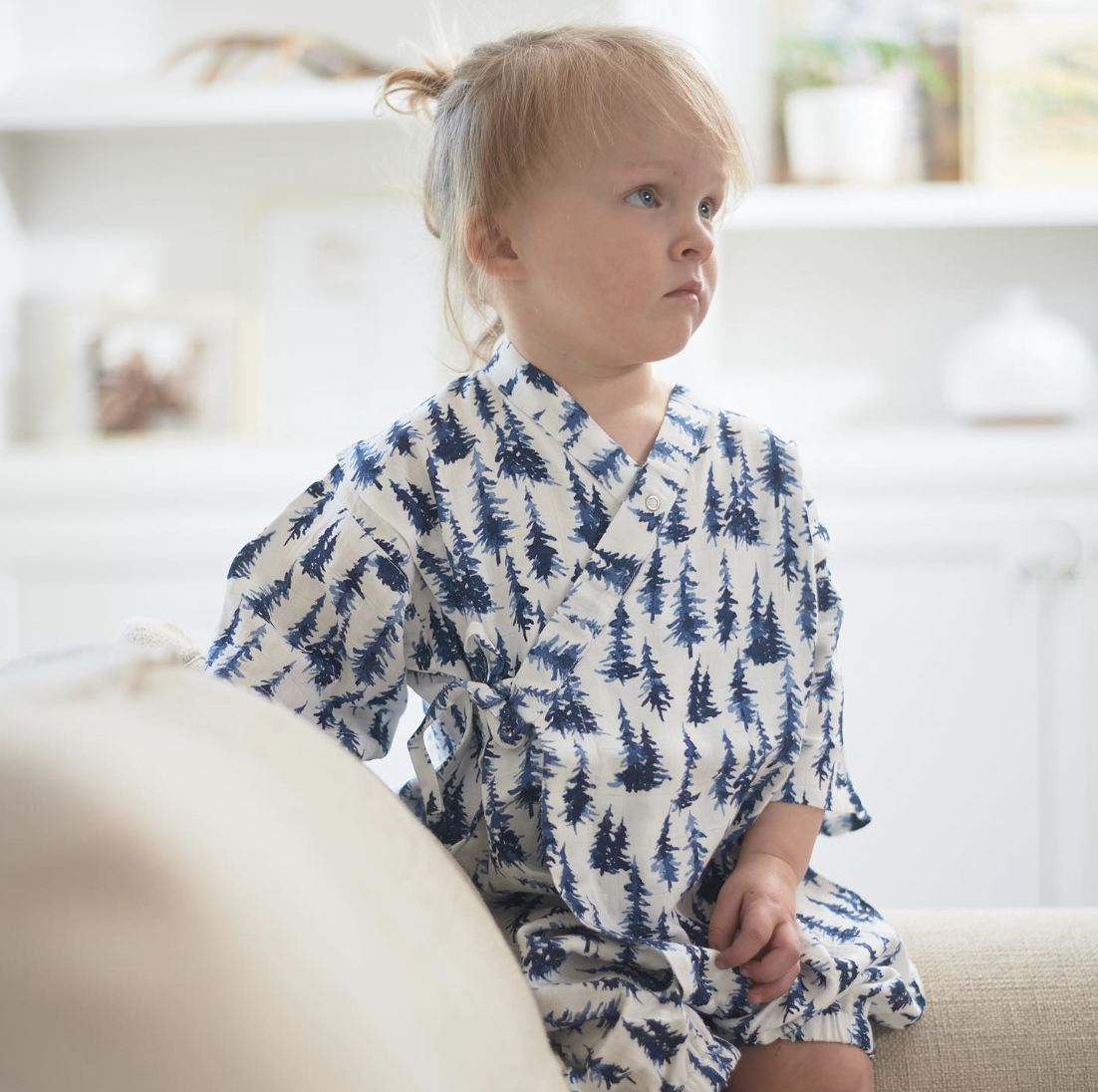 Baby Kimono Jumpsuit | Indigo Forest - Sumiye Co