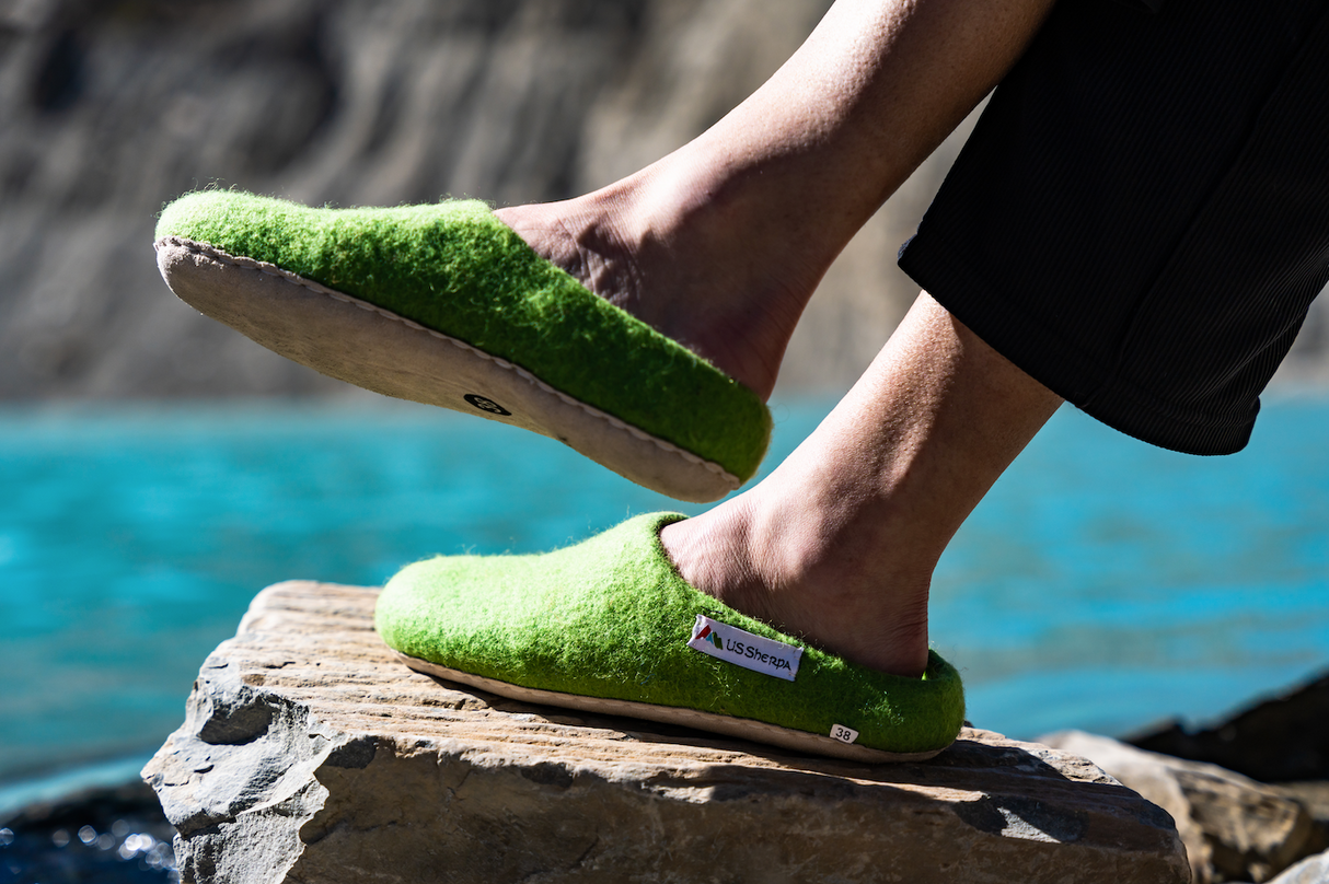 Sherpa Slippers Green - Sumiye Co