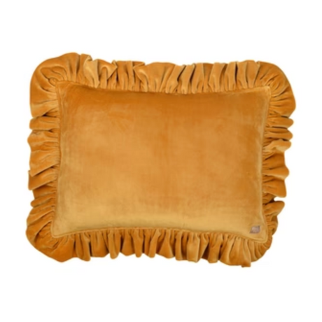 Pillow with Frill “Mustard” Soft Velvet | Kids Room & Nursery Decor - Sumiye Co