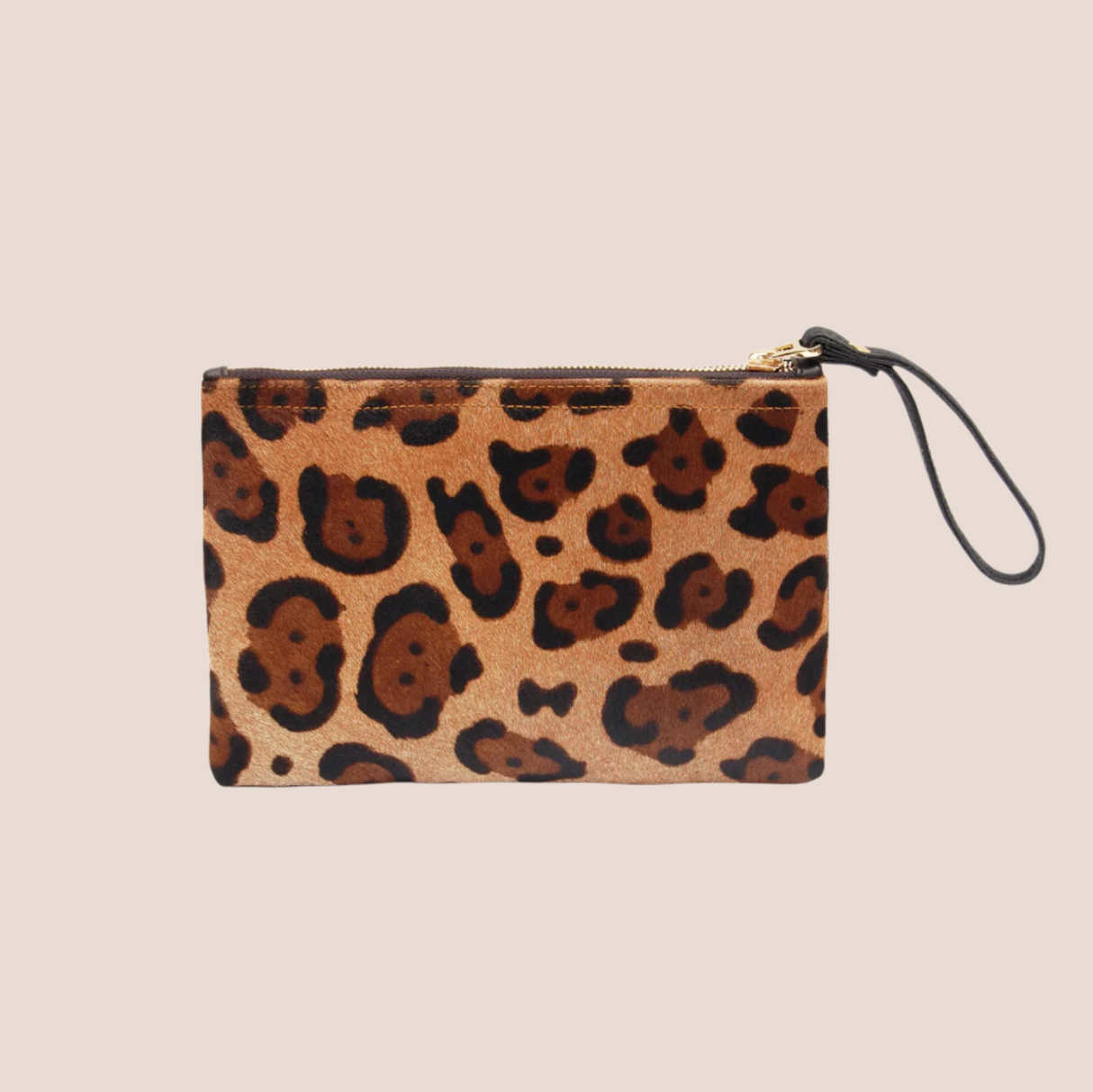 Leopard Print Leather Wristlet Clutch  | Ethically Sourced Hides - Sumiye Co