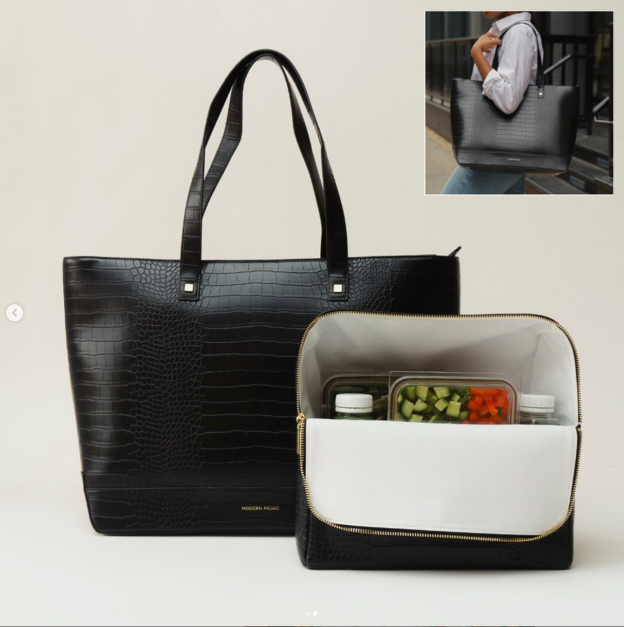 The Tote - Black | Designer Lunch Bags & Totes