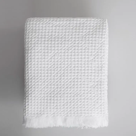 Organic Belgian Waffle Hand Towels - Set of 2 - White