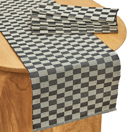 Handloomed Checkered Table Runner - Sumiye Co