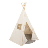 Teepee Tent “Beige” + "Grey Linen" Round Mat Set - Sumiye Co