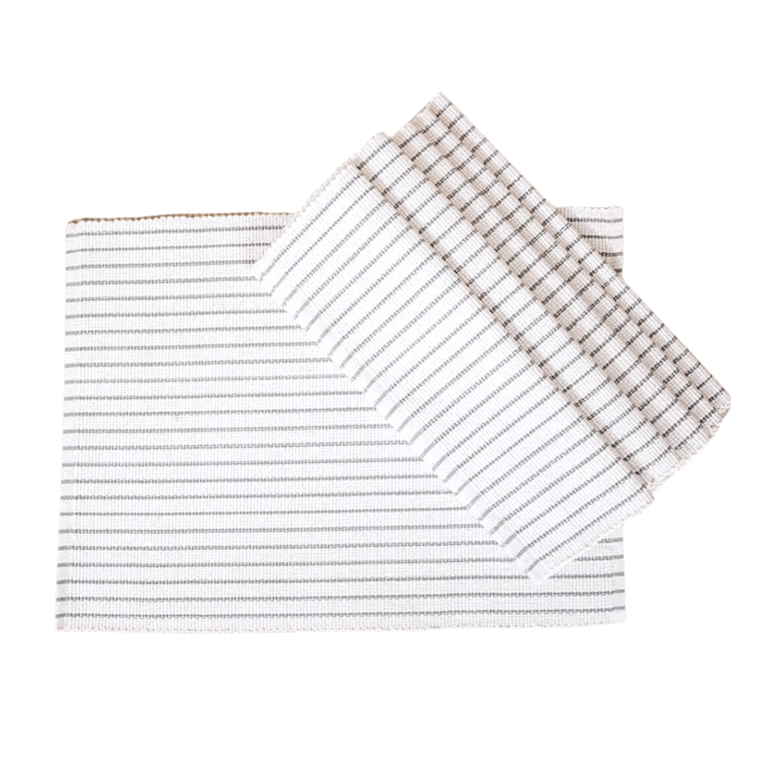 Grey Rangi Placemats (Set of 4) 100% Organic Cotton | Handmade in Kenya - Sumiye Co