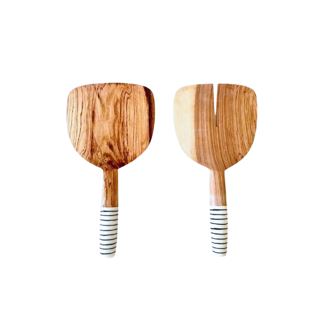 Punda Milia Serving Spoons - Olive Wood | Artisan Made in Kenya - Sumiye Co