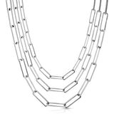 5mm Triple Large Rectangle Link Chain Necklace - Sumiye Co