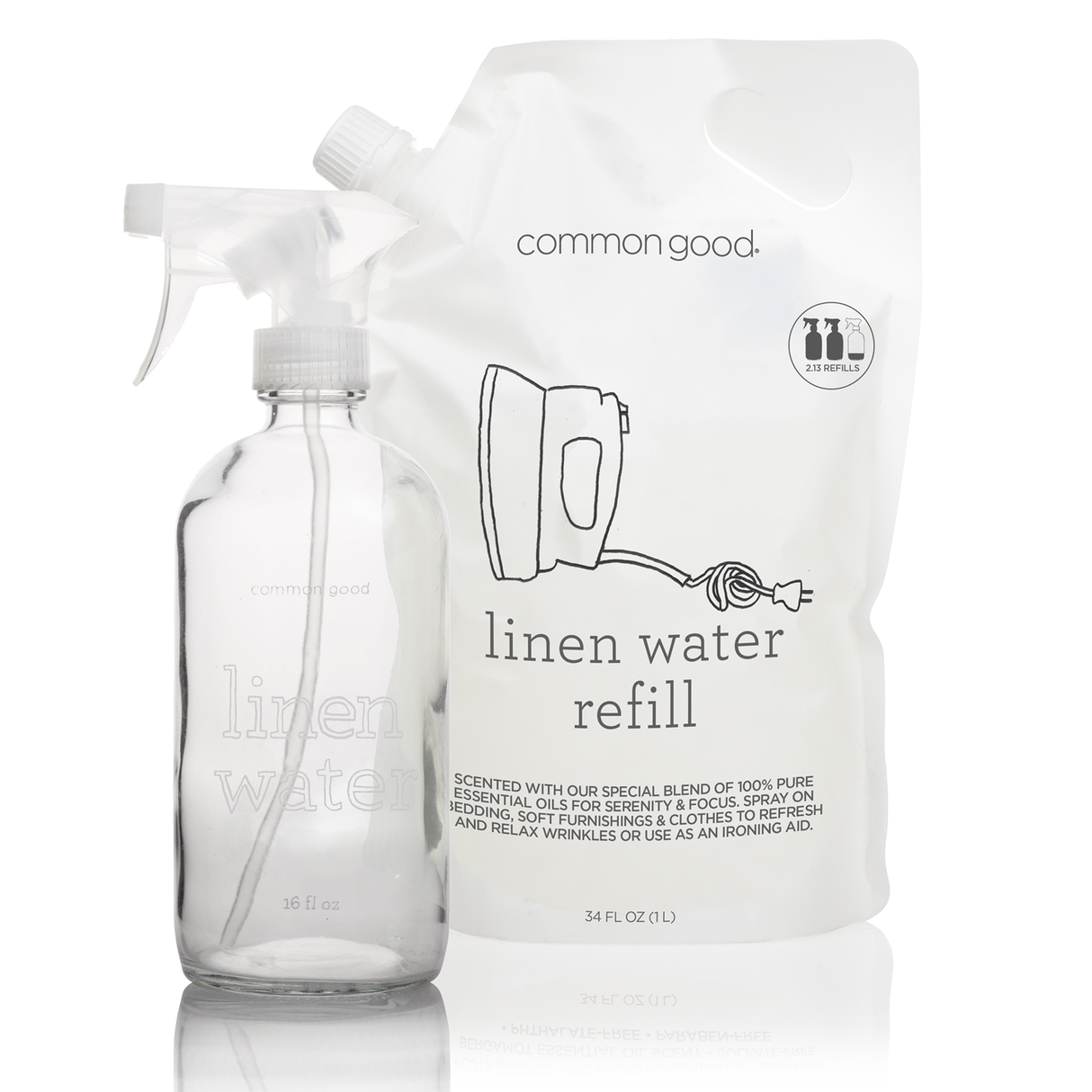 Linen Water Refill Pouch and Glass Bottle Set - Sumiye Co