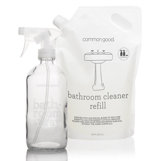 Bathroom Cleaner Refill Pouch and Glass Bottle Set by Common Good