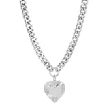 Curb Chain & Heart Pendant Necklace - Sumiye Co