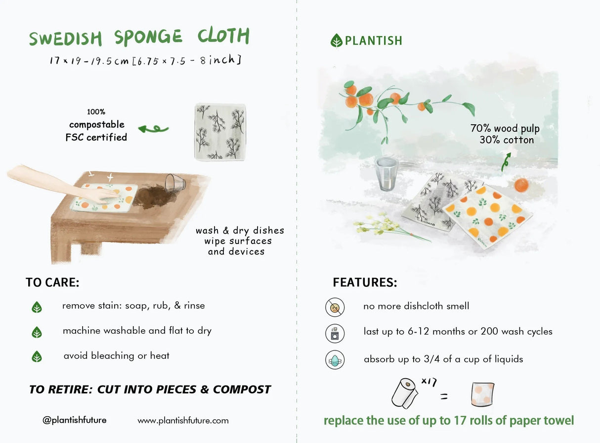 Pumpkin - Swedish Sponge Cloth-3