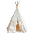 Teepee Tent “Shabby Chic” with Frills + "White" Leaf Mat Set - Sumiye Co